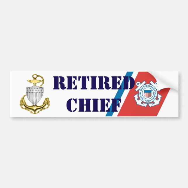 Autocollant De Voiture Coast Guard Chief Retired (Devant)
