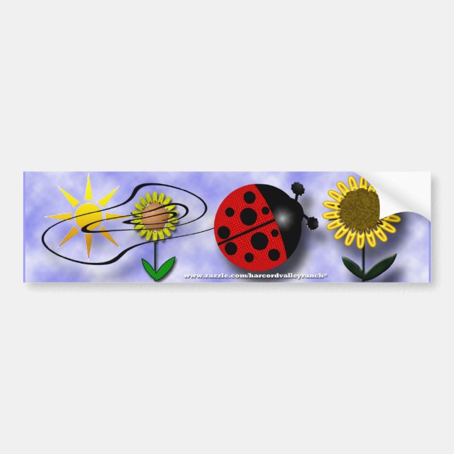 Autocollant De Voiture Coccinelle et fleurs (Devant)