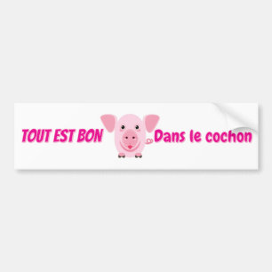 Autocollant De Voiture Cochon rose mignon d'un proverbe français