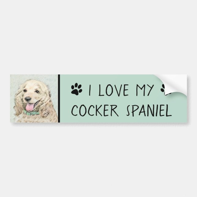 Autocollant De Voiture Cocker Spaniel Buff Peinture - Art Chien original (Devant)