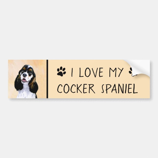 Autocollant De Voiture Cocker Spaniel (Parti) Peinture - Art Chien origin (Devant)