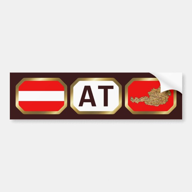 Autocollant De Voiture Code de la carte du drapeau autrichien Bumper Stic (Devant)