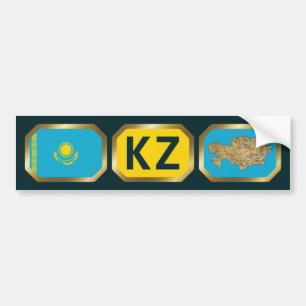 Autocollant De Voiture Code de la carte du drapeau du Kazakhstan
