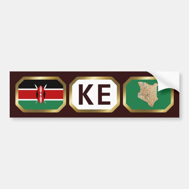 Autocollant De Voiture Code de la carte du drapeau du Kenya (Devant)