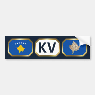 Autocollant De Voiture Code de la carte du drapeau du Kosovo