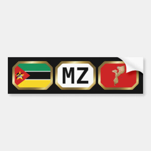 Autocollant De Voiture Code de la carte du drapeau du Mozambique