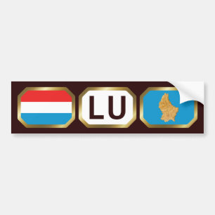 Autocollant De Voiture Code de la carte du drapeau luxembourgeois