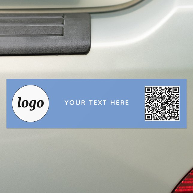 Autocollant De Voiture Code QR promotionnel simple logo et texte pour ent (Logo with custom text and QR code business promotional branding bumper sticker)