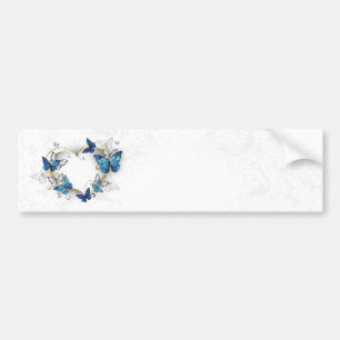 Autocollant De Voiture Coeur bijoux avec papillons Morpho