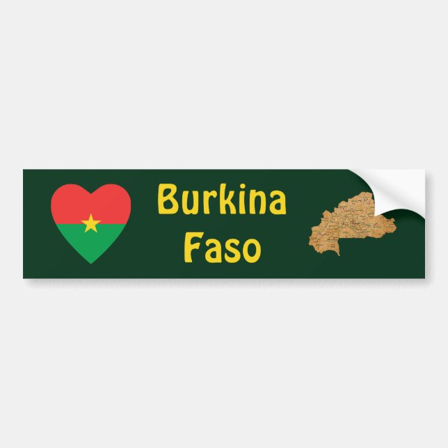 Autocollant De Voiture Coeur de drapeau de Burkina Faso + Adhésif pour (Devant)