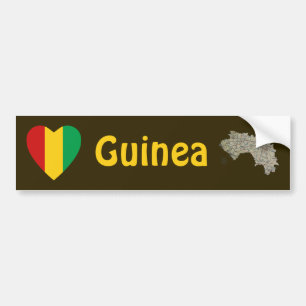 Autocollant De Voiture Coeur de drapeau de Guinée-Conakry + Adhésif pour
