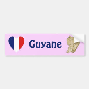 Autocollant De Voiture Coeur de drapeau de Guyane + Adhésif pour