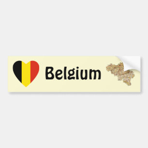 Autocollant De Voiture Coeur de drapeau de la Belgique + Adhésif pour
