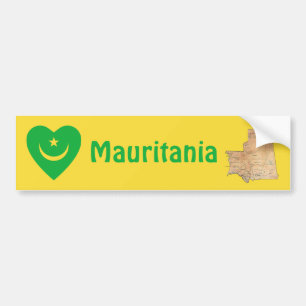 Autocollant De Voiture Coeur de drapeau de la Mauritanie + Adhésif pour