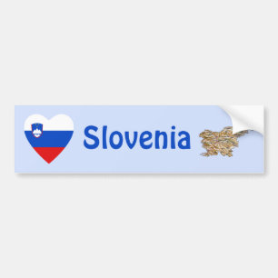 Autocollant De Voiture Coeur de drapeau de la Slovénie + Adhésif pour