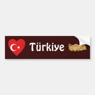 Autocollant De Voiture Coeur de drapeau de la Turquie + Adhésif pour