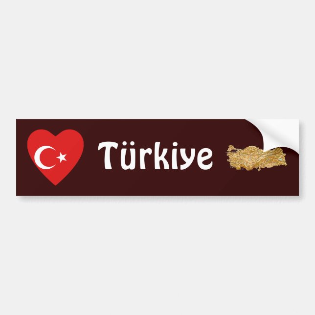 Autocollant De Voiture Coeur de drapeau de la Turquie + Adhésif pour (Devant)