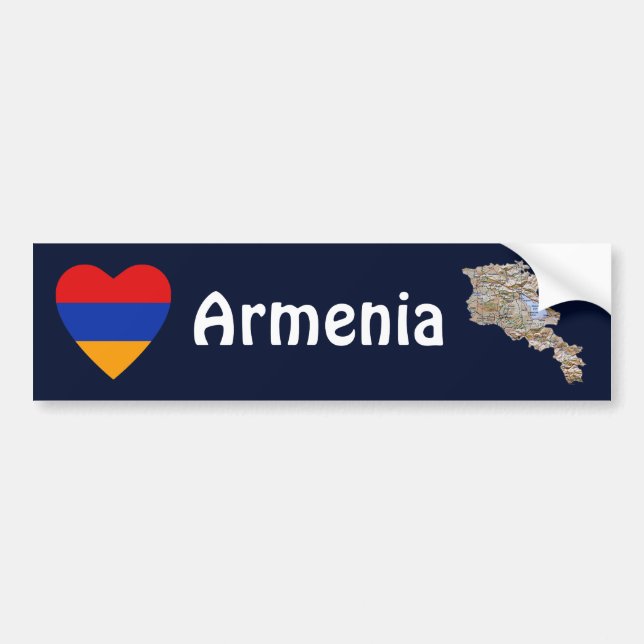 Autocollant De Voiture Coeur de drapeau de l'Arménie + Adhésif pour (Devant)