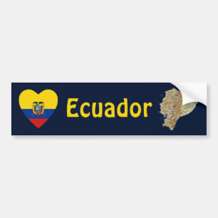 Autocollant De Voiture Coeur de drapeau de l'Equateur + Adhésif pour