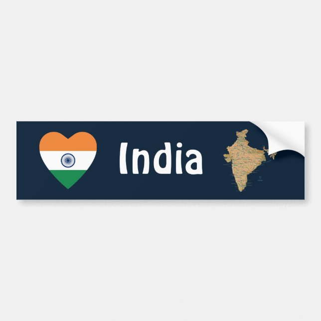 Autocollant De Voiture Coeur de drapeau de l'Inde + Adhésif pour (Devant)
