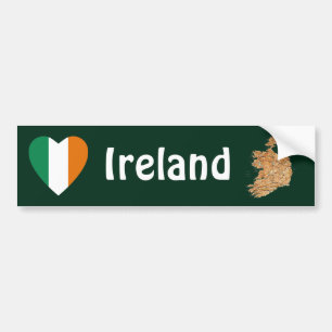 Autocollant De Voiture Coeur de drapeau de l'Irlande + Adhésif pour