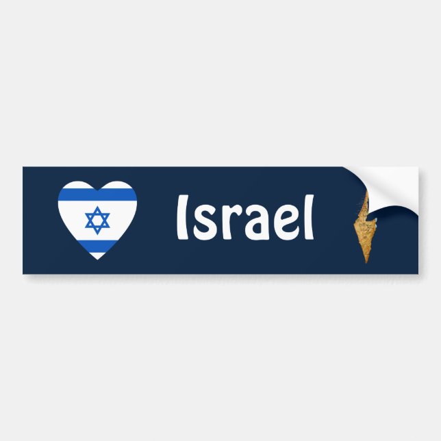 Autocollant De Voiture Coeur de drapeau de l'Israël + Adhésif pour (Devant)
