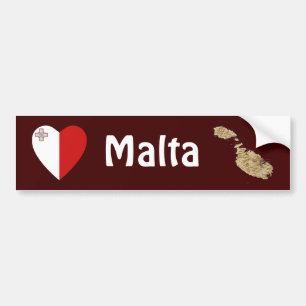 Autocollant De Voiture Coeur de drapeau de Malte + Adhésif pour
