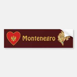Autocollant De Voiture Coeur de drapeau de Monténégro + Adhésif pour