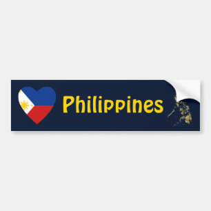 Autocollant De Voiture Coeur de drapeau de Philippines + Adhésif pour