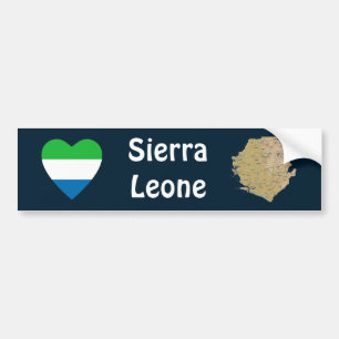 Autocollant De Voiture Coeur de drapeau de Sierra Leone + Adhésif pour