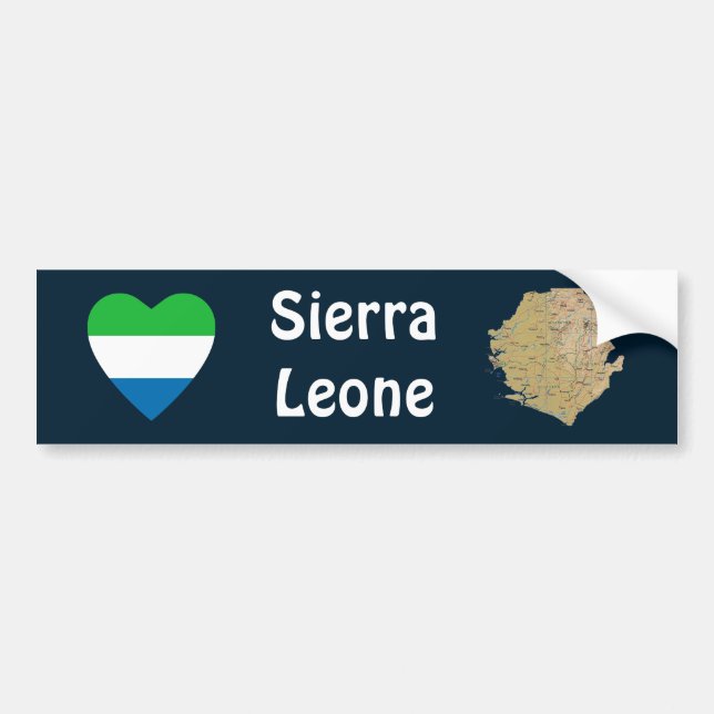 Autocollant De Voiture Coeur de drapeau de Sierra Leone + Adhésif pour (Devant)