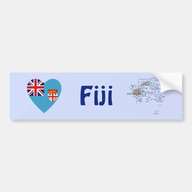 Autocollant De Voiture Coeur de drapeau des Fidji + Adhésif pour (Devant)