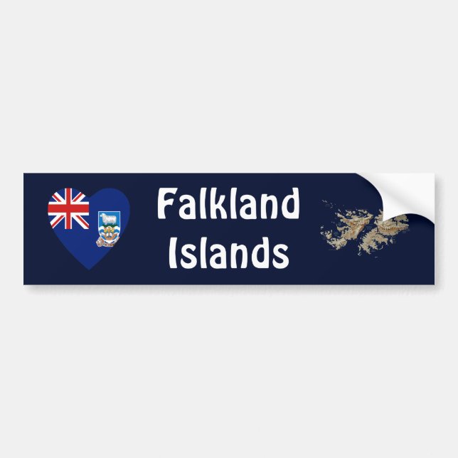 Autocollant De Voiture Coeur de drapeau des Îles Falkland + Adhésif pour (Devant)