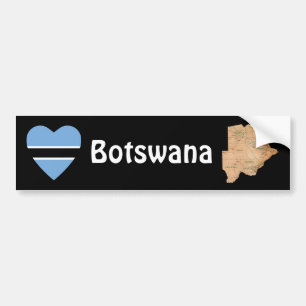 Autocollant De Voiture Coeur de drapeau du Botswana + Adhésif pour