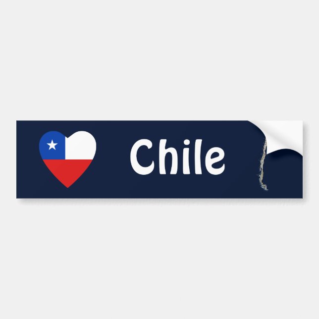 Autocollant De Voiture Coeur de drapeau du Chili + Adhésif pour (Devant)