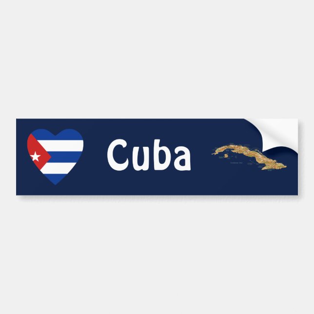 Autocollant De Voiture Coeur de drapeau du Cuba + Adhésif pour pare-chocs (Devant)