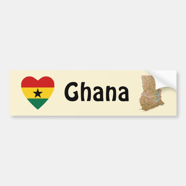 Autocollant De Voiture Coeur de drapeau du Ghana + Adhésif pour (Devant)