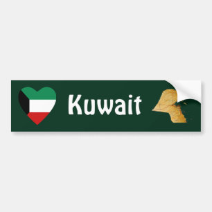 Autocollant De Voiture Coeur de drapeau du Kowéit + Adhésif pour