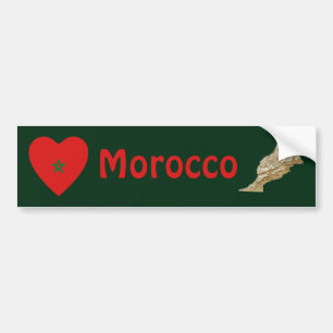 Autocollant De Voiture Coeur de drapeau du Maroc + Adhésif pour