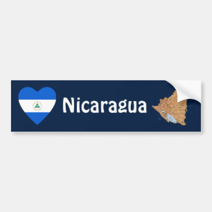 Autocollant De Voiture Coeur de drapeau du Nicaragua + Adhésif pour
