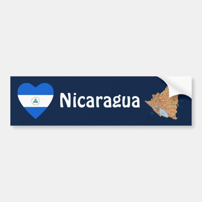 Autocollant De Voiture Coeur de drapeau du Nicaragua + Adhésif pour (Devant)