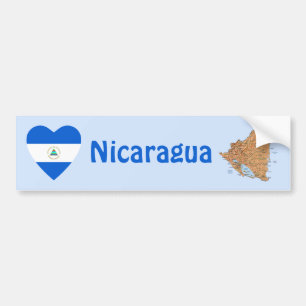 Autocollant De Voiture Coeur de drapeau du Nicaragua + Adhésif pour