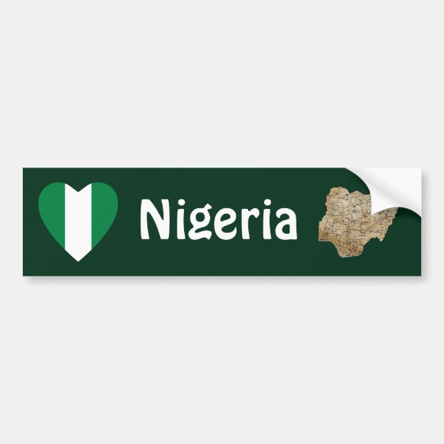Autocollant De Voiture Coeur de drapeau du Nigéria + Adhésif pour (Devant)