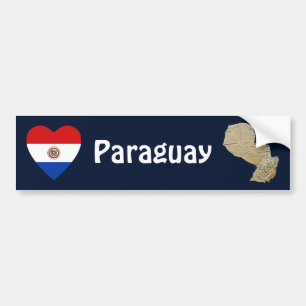 Autocollant De Voiture Coeur de drapeau du Paraguay + Adhésif pour