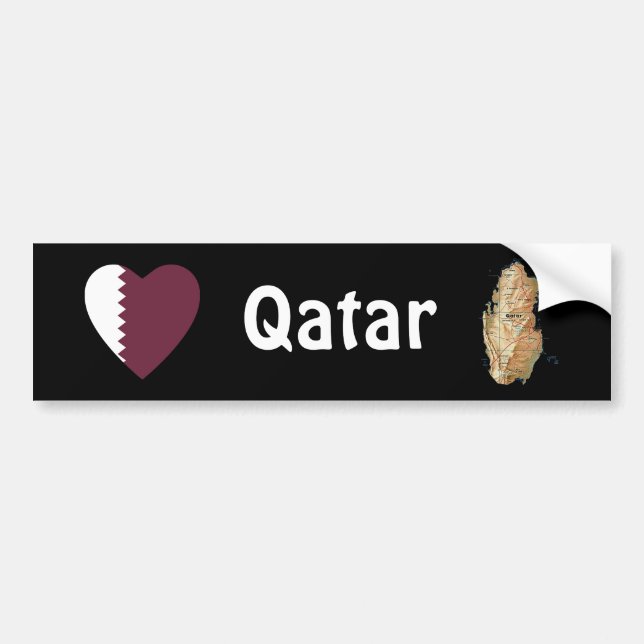 Autocollant De Voiture Coeur de drapeau du Qatar + Adhésif pour (Devant)