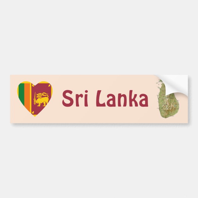 Autocollant De Voiture Coeur de drapeau du Sri Lanka + Adhésif pour (Devant)