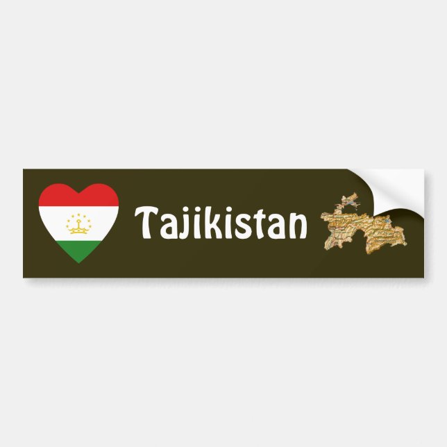 Autocollant De Voiture Coeur de drapeau du Tadjikistan + Adhésif pour (Devant)