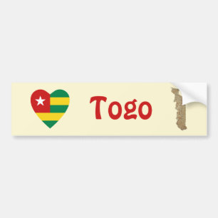 Autocollant De Voiture Coeur de drapeau du Togo + Adhésif pour pare-choc