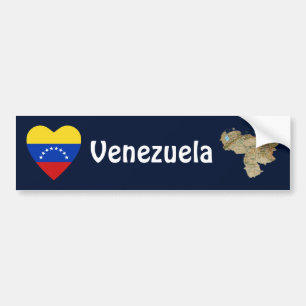 Autocollant De Voiture Coeur de drapeau du Venezuela + Adhésif pour