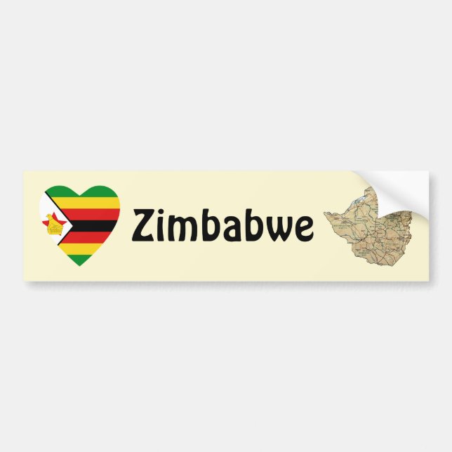 Autocollant De Voiture Coeur de drapeau du Zimbabwe + Adhésif pour (Devant)